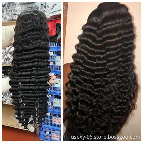 Wholesale cheap glueless virgin remy brazilian wigs for black women deep wave T part lace front wigs human hair extension wig